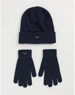 Темно синие шапка и перчатки Jack & jones