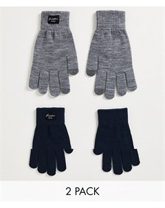 Набор из 2 пар перчаток темно синего и серого цветов Jack & jones