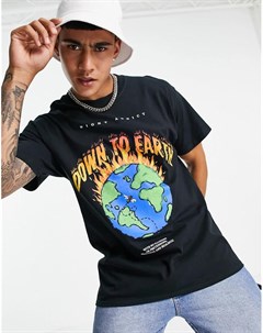Черная футболка с принтом Земли Night addict