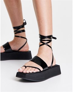 Массивные черные сандалии с ремешками из натуральной кожи Topshop