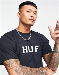 Черная футболка с оригинальным логотипом Essentials Huf