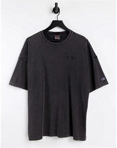 Черная футболка с эффектом кислотной стирки Reverse Weave Champion