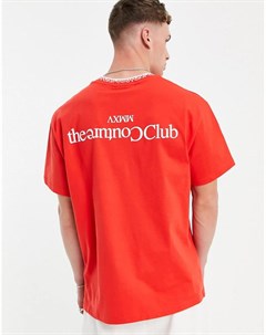 Красная свободная футболка с принтом на груди и спине The couture club