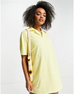 Платье рубашка поло лимонного цвета с коротким рукавом Lola may