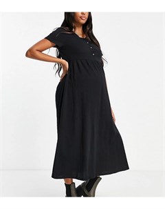 Черное платье миди в рубчик с короткими рукавами Cotton:on maternity