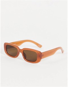 Прямоугольные солнцезащитные очки в коричневой оправе с затемненными стеклами Asos design