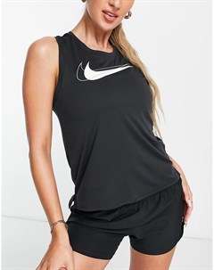 Черная майка с логотипом галочкой Dri FIT Nike running