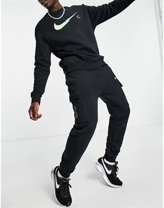 Черные флисовые джоггеры карго с логотипом Zig Zag Nike