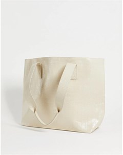 Белая сумка тоут из искусственной кожи с крокодиловым узором Asos design