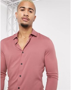 Розовая обтягивающая рубашка из вискозы Asos design