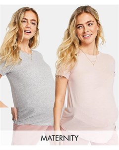 2 футболки розового и серого цвета New look maternity
