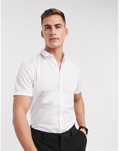 Белая рубашка из поплина с короткими рукавами New look