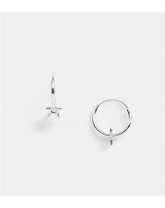 Маленькие серьги кольца диаметром 12 мм из стерлингового серебра со звездочками Kingsley ryan