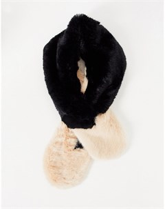 Черно кремовый двухцветный шарф из искусственного меха Ted baker london