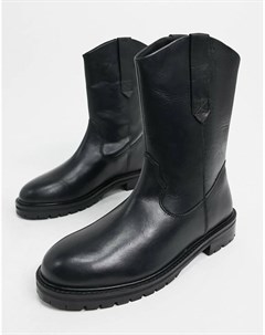 Черные кожаные ботинки без застежки Asos design