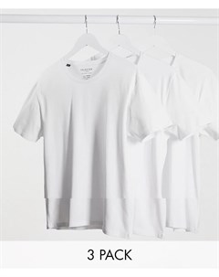 Набор из 3 белых футболок с круглым вырезом Selected homme