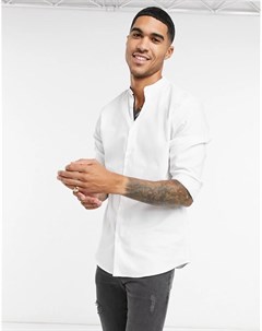 Белая рубашка из смесового органического хлопка с воротником на пуговицах Selected homme