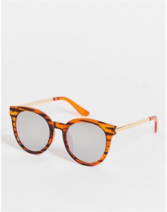 Солнцезащитные очки в круглой оправе коричневого цвета с черепаховым принтом в стиле унисекс Aj morgan