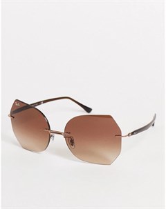 Большие женские солнцезащитные очки в прямоугольной оправе коричневого цвета 0RB8065 Ray-ban®