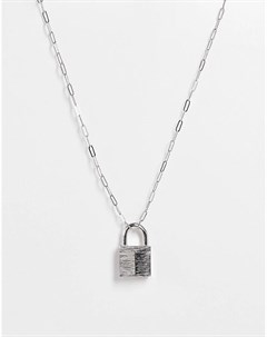 Серебристое ожерелье с подвеской в виде навесного замка Asos design