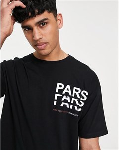 Черная футболка с принтом Paris New Look New look