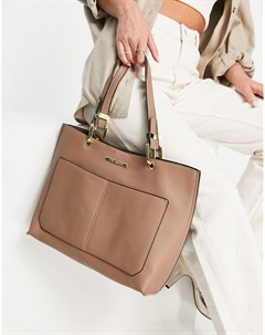 Светло коричневая сумка тоут с двойным карманом Donna Steve madden