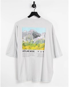 Oversized футболка серого цвета с фотопринтом гор на спине Asos design