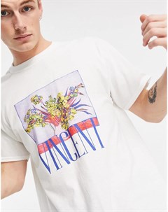 Белая футболка с принтом и надписью Vincent Vintage supply