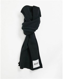 Черный шерстяной шарф с логотипом Hugo Boss Boss by hugo boss