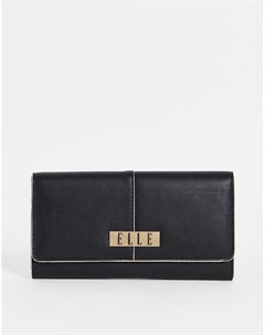 Черный длинный кошелек с логотипом Elle