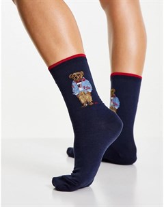 Темно синие носки с логотипом в виде медведя Polo ralph lauren
