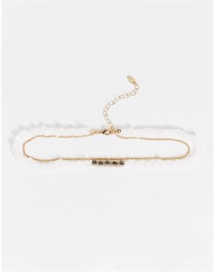 Ярусное ожерелье из искусственного жемчуга и золотистой цепочки чокера с надписью Amour Liars & lovers