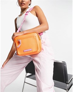 Оранжевая сумка через плечо для камеры с контрастным логотипом розового цвета на ремешке House of holland