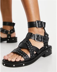 Черные массивные сандалии из кожи премиум класса Fernanda Asos design