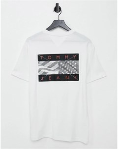 Белая футболка с логотипом флагом на груди и спине Tommy jeans