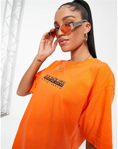 Оранжевая футболка Box Napapijri