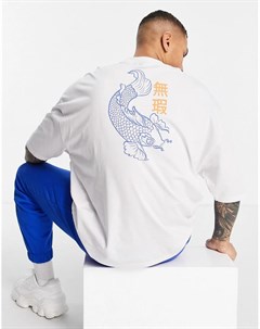 Белая oversized футболка с принтом на спине Asos design