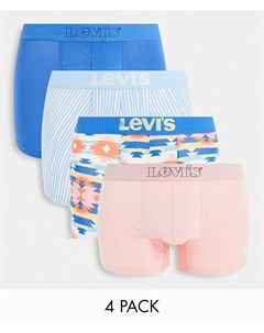 Набор из 4 боксеров брифов голубого и розового цвета и со сплошным ковровым принтом Levi's®