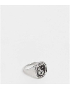 Серебристое кольцо печатка с гравировкой символа инь ян Inspired Reclaimed vintage