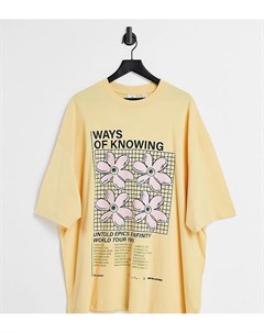 Желтая oversized футболка с принтом Ways of knowing Collusion