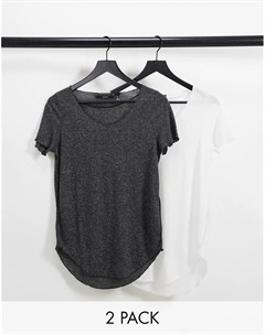 Набор из двух футболок черного и белого цвета с овальным вырезом Vero moda
