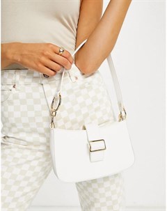 Белая сумка через плечо с пряжкой спереди и металлической фурнитурой Glamorous