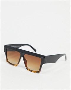 Квадратные солнцезащитные очки с коричневыми стеклами и черно коричневой оправой Svnx