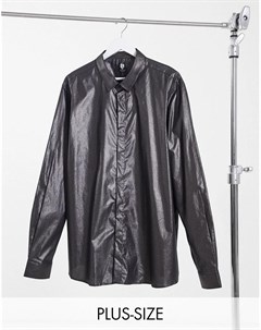 Рубашка облегающего кроя с блестками цвета темного серебра PLUS Twisted tailor