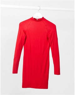 Красное платье мини с длинными рукавами и открытой спиной Asos design