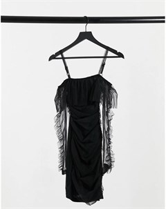 Черное облегающее сетчатое платье с открытыми плечами Naanaa