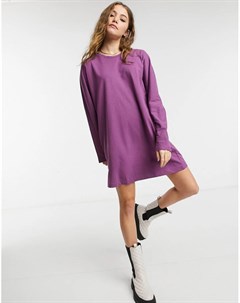 Фиолетовое платье футболка с длинными рукавами Miss selfridge