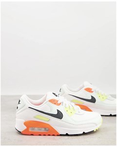 Кремовые кроссовки с оранжевыми вставками Air Max 90 Nike