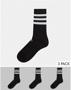 3 пары черных носков до щиколотки с 3 полосками adidas Adidas performance