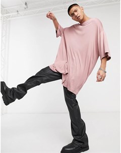Розовая удлиненная футболка из вискозы в стиле extreme oversized Asos design